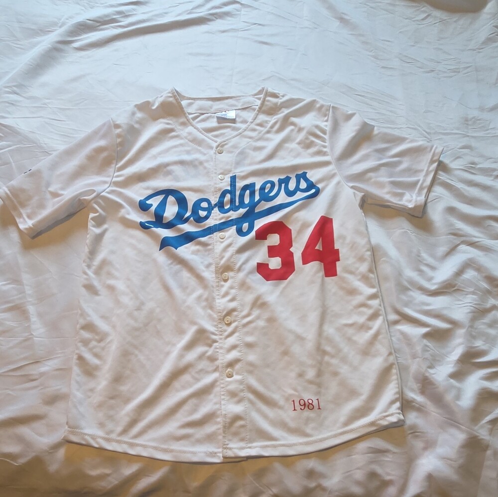 Dodgers MLB Los Angeles Dodgers Valenzuela #34 1981 Jersey XL White Baseball